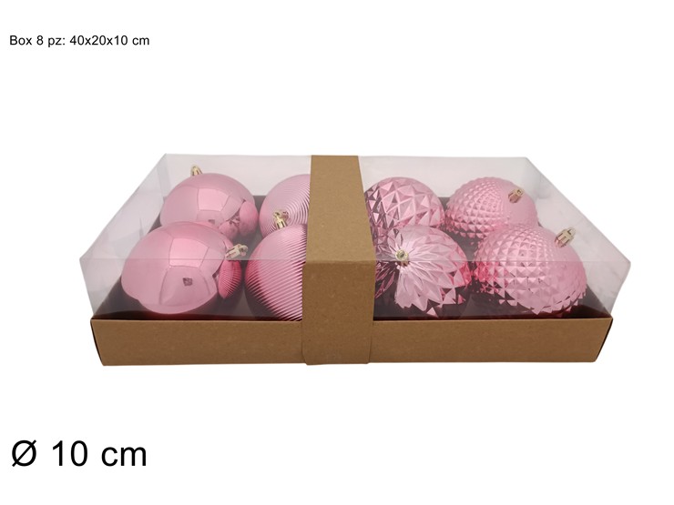 PALLE ROSA Pz.8 Cm.10 9A8E08G485/694C - Natale > Sfere > Box Stili Geometrici - Ingrosso B2B Magazzini Scatigna