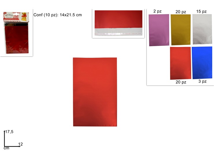 BUSTE REG.SATINATE Cm1217 Pz10 5C.JL17 - Eventi > Compleanno > Accessori Confezionamento - Ingrosso B2B Magazzini Scatigna