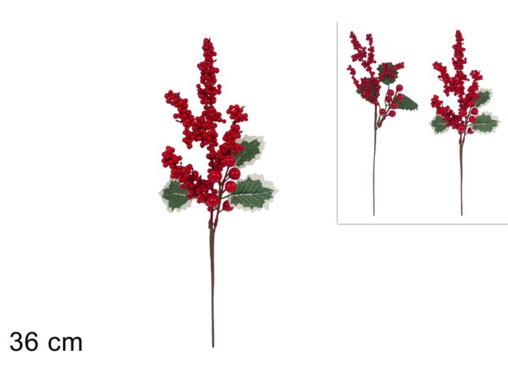 SPILLONE BACCHE PICC.C/FOGLIE TY88-21849 - Natale > Bacche E Fiori > Spilloni Bacche Piccole - Ingrosso B2B Magazzini Scatigna