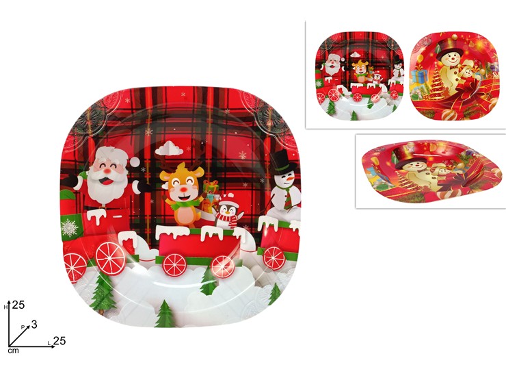 PIATTO NATALIZIO Cm.25 Art.PL18R70301 - Natale > Tavola > Piatti E Sottopiatti - Ingrosso B2B Magazzini Scatigna
