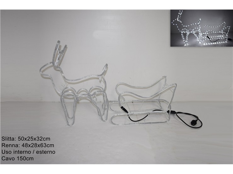SLITTA C/RENNA LUMIN.BIANCO FREDDO 9056 - Natale > Luci Varie > Forme Luminose - Ingrosso B2B Magazzini Scatigna