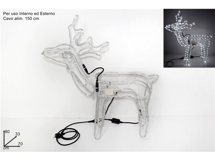 RENNA LUMIN.BIANCO FRED.MOV.TESTA 19011 - Natale > Luci Varie > Forme Luminose - Ingrosso B2B Magazzini Scatigna