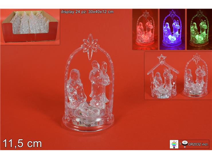 NATIVITA' ACRILICO C/LED RGB 2 ASS. 96/9 - Natale > Nativita Personaggi > Sacra Famiglia - Ingrosso B2B Magazzini Scatigna