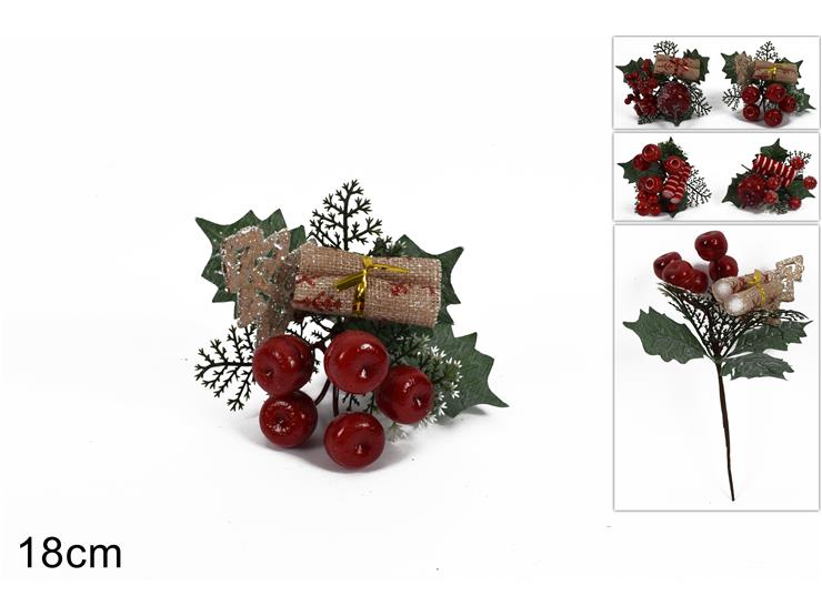 SPILLONE NATAL.ROSSO 4ASS.848034-35-7938 - Natale > Bacche E Fiori > Spilloni Bacche Piccole - Ingrosso B2B Magazzini Scatigna