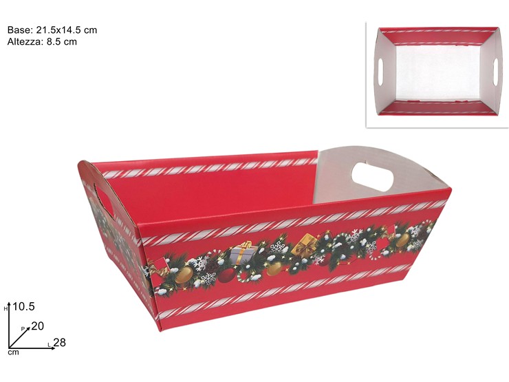 VASSOIO CART.ROSSO 2AS.NATAL.28208 705 - Confezionamento > Cestini Box Scatole > Cestini - Ingrosso B2B Magazzini Scatigna