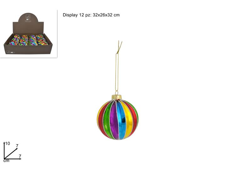 PALLA VETRO MULTICOLOR Cm.8 KS19-DUE-54 - Natale > Sfere Vetro > Display - Ingrosso B2B Magazzini Scatigna