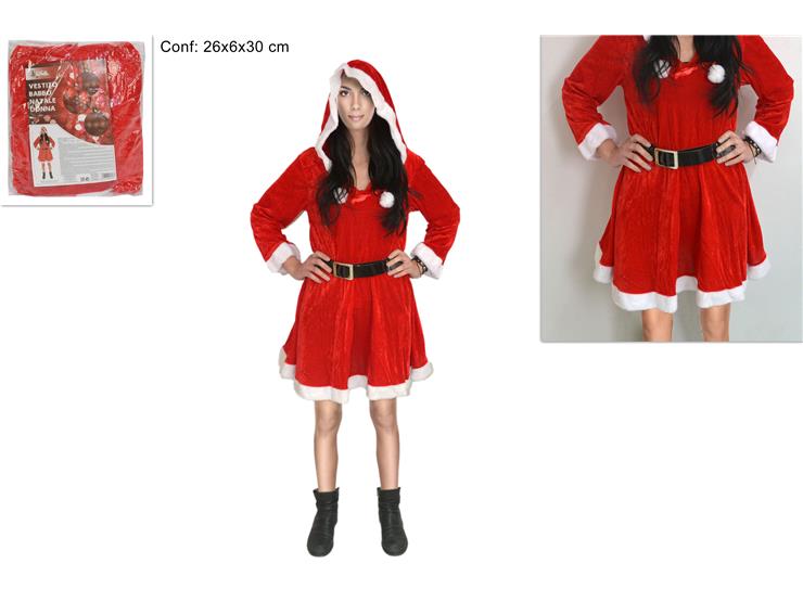 VESTITO VELL.BABBO NATALE DONNA 19S70142 - Natale > Costumii Accessori > Costumi Donna - Ingrosso B2B Magazzini Scatigna