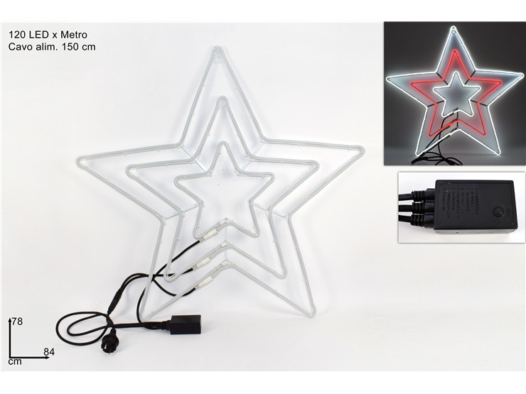 STELLA LUMIN.NEON BIAN.ROS.GIOC.ES.19005 - Natale > Luci Varie > Stelle - Ingrosso B2B Magazzini Scatigna