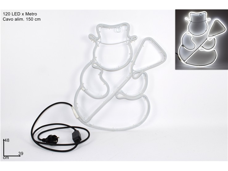 PUPAZZO NEVE LUMIN.NEON BIANC.FRED.19007 - Natale > Luci Varie > Forme Luminose - Ingrosso B2B Magazzini Scatigna