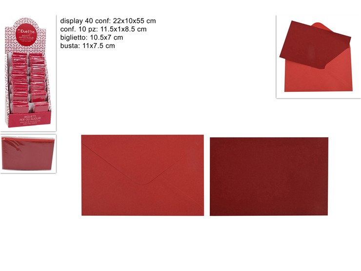 BIGLIETTI AUG.C/BUST.ROSSO Cm10 Pz10XF24 - Confezionamento > Biglietti > Generici - Ingrosso B2B Magazzini Scatigna