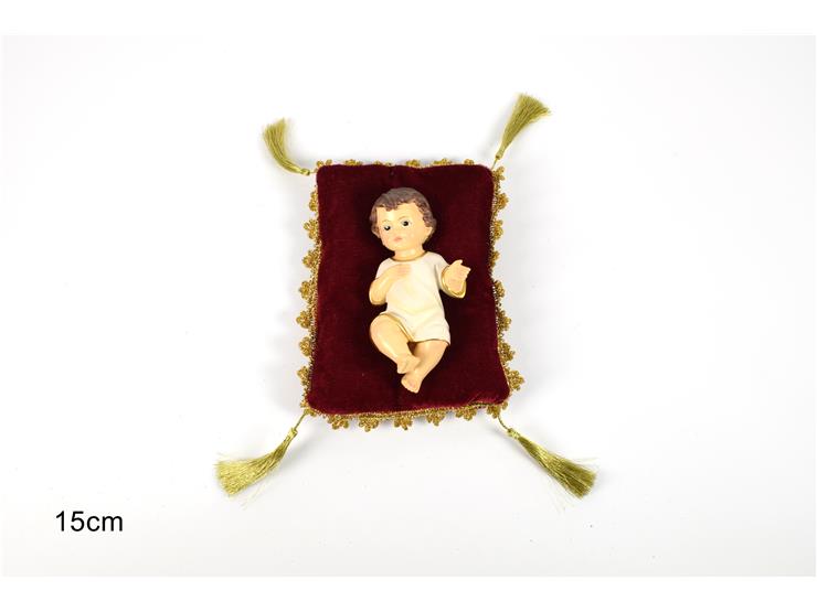 GESU' BAMBINO SU CUSCIN.C/VEST.Cm15 9185 - Natale > Nativita Personaggi > Bambinello - Ingrosso B2B Magazzini Scatigna