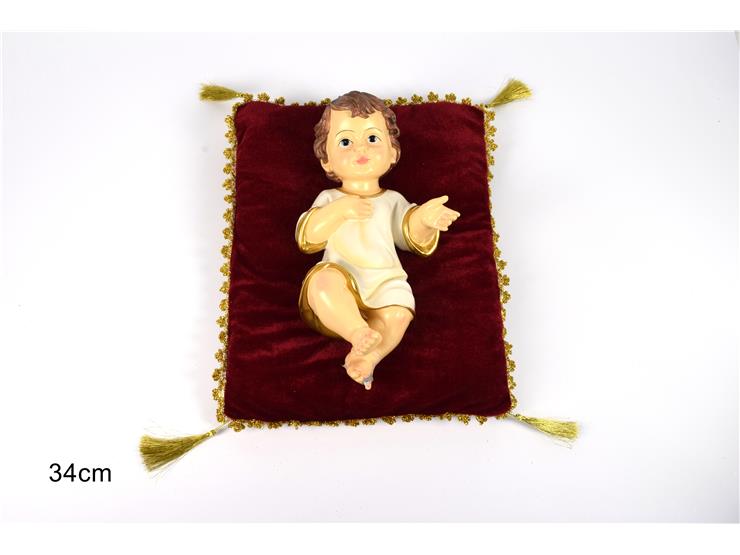 GESU' BAMBINO SU CUSCINO C/VESTITO Cm34 - Natale > Nativita Personaggi > Bambinello - Ingrosso B2B Magazzini Scatigna