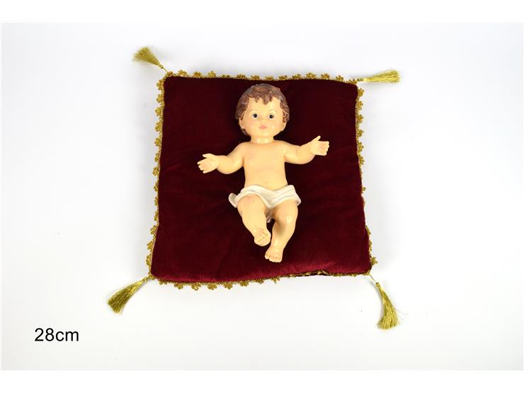 GESU' BAMBINO SU CUSCINO Cm28 HYD91854-6 - Natale > Nativita Personaggi > Bambinello - Ingrosso B2B Magazzini Scatigna
