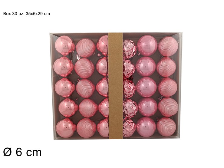 PALLE Cm.6 Pz.30 6ASS.BOX ROSA 9A30E05/K - Natale > Sfere > Box Stili Geometrici - Ingrosso B2B Magazzini Scatigna