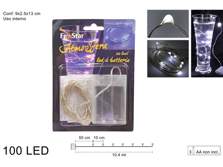 FILO 100 MICROLED BATT.BIANCO FREDD.YCB3 - Natale > Luci Varie > Gocce Di Luce - Ingrosso B2B Magazzini Scatigna