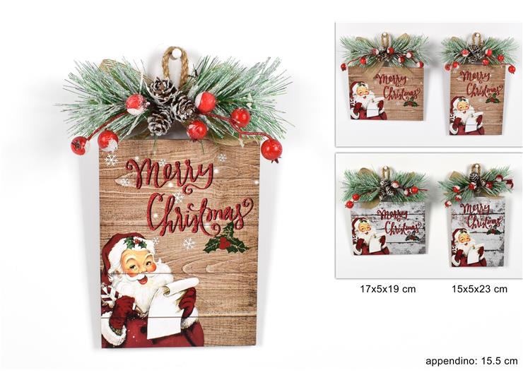 APPENDINO LEGNO C/BACCHE ASS.23X12 - Natale > Babbo Natale > Appendini - Ingrosso B2B Magazzini Scatigna