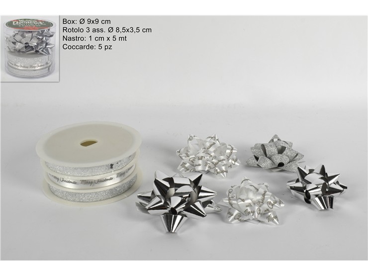 NASTRI 3PZ 1CMX5MTCOCCARDE IN BOX PVC S - Natale > Confezionamento > Nastri E Rotoli - Ingrosso B2B Magazzini Scatigna