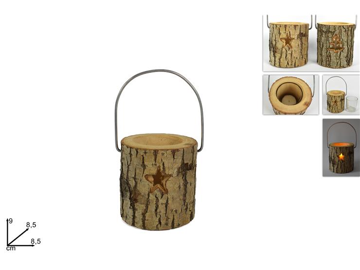 TRONCO LEGNO C/MAN.P/CAND.Cm9 2AS.2194C/ - Natale > Portacandele > Porta Tealight - Ingrosso B2B Magazzini Scatigna