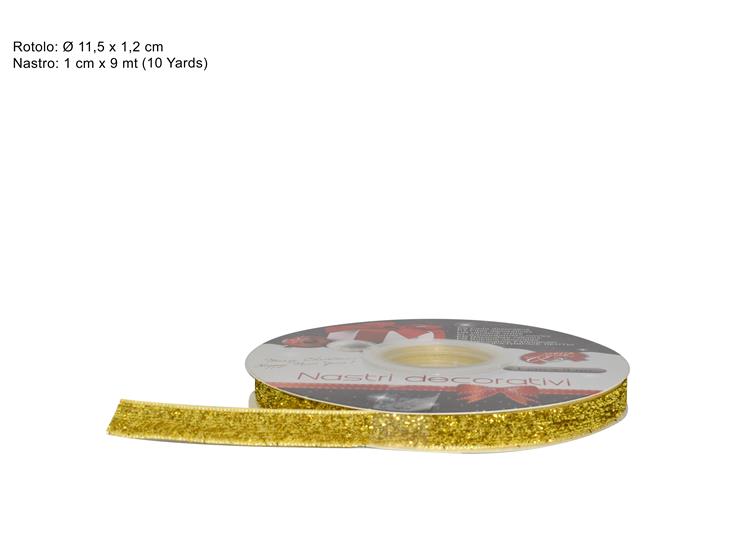 NASTRO VELLUTO GLITTERATO 1CM X 9MT (10Y - Confezionamento > Nastri E Rotoli > Nastri - Ingrosso B2B Magazzini Scatigna