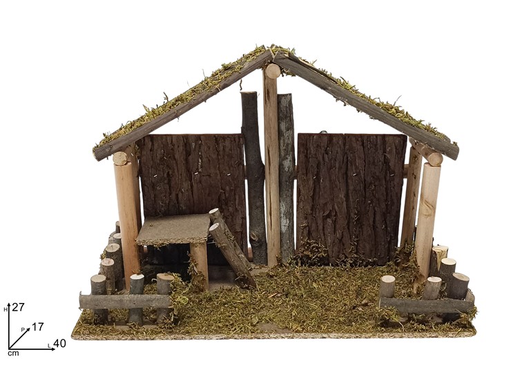 CAPANNA C/TRONCHI C/MUSCHIO SL22055 - Natale > Nativita Accessori > Capanne - Ingrosso B2B Magazzini Scatigna