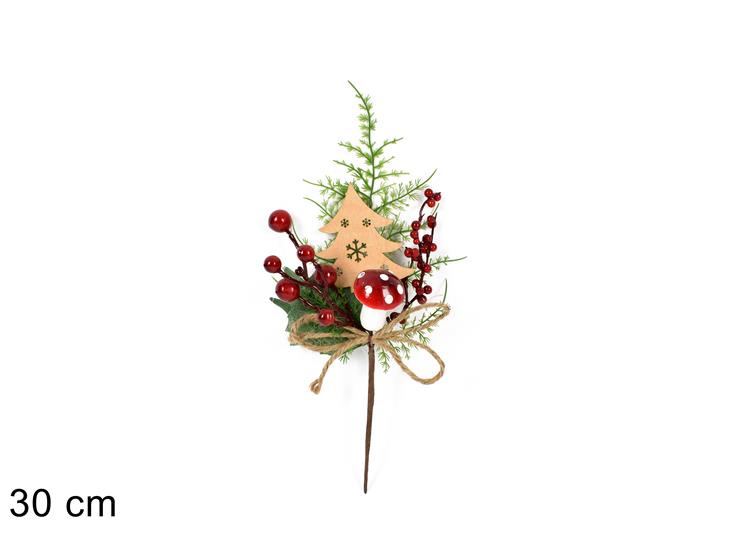 SPILLONE C/ALBERO E FUNGO Cm.30 BMW-58 - Natale > Bacche E Fiori > Spilloni Bacche Piccole - Ingrosso B2B Magazzini Scatigna