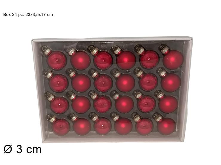 PALLINE VETRO ROSSE Pz24 Cm3 KS20-DUE-92 - Natale > Sfere Vetro > Box - Ingrosso B2B Magazzini Scatigna