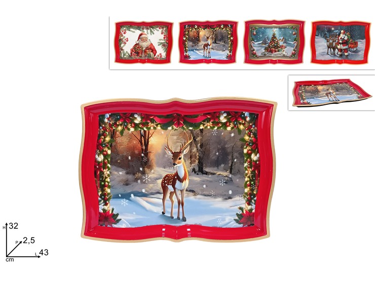 VASS PLAST 4332cm C/DECNAT4assHRT24AF10 - Natale > Tavola > Vassoi - Ingrosso B2B Magazzini Scatigna