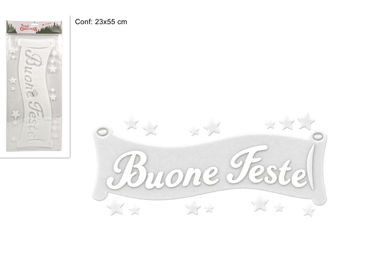 STICKER ADES.BUONE FESTE WDYE-9000W - Natale > Dietroporta E Vetrofanie > Vetrofanie - Ingrosso B2B Magazzini Scatigna