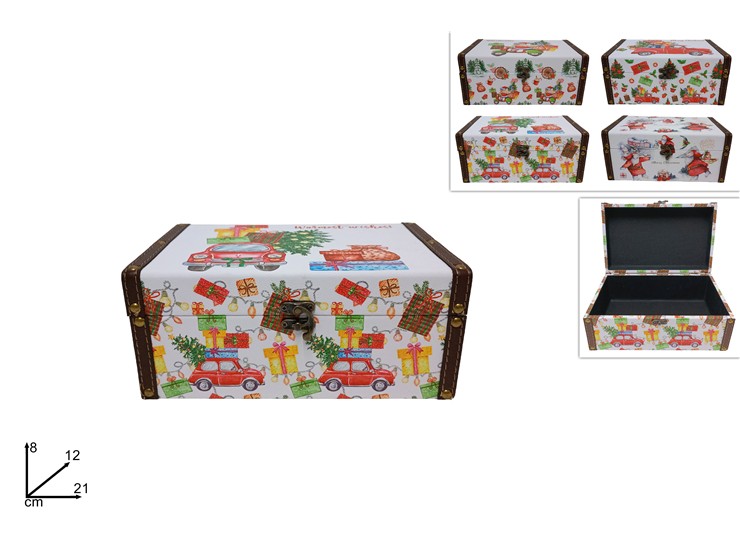 SCATOLA LEGNO NATAL.4ASS.12821 192AY03 - Confezionamento > Cestini Box Scatole > Cestini - Ingrosso B2B Magazzini Scatigna