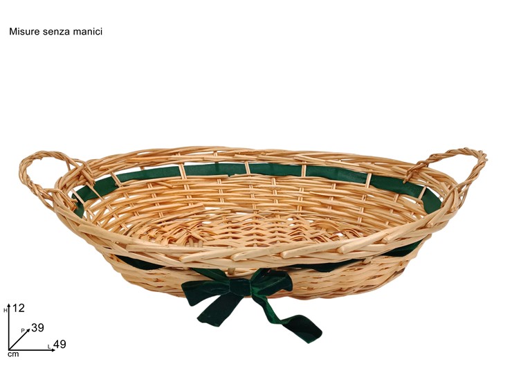 CESTA OVALE ORO C/FIOC.VERDE 4939 8808A - Confezionamento > Ceste Vimini > Grandi - Ingrosso B2B Magazzini Scatigna