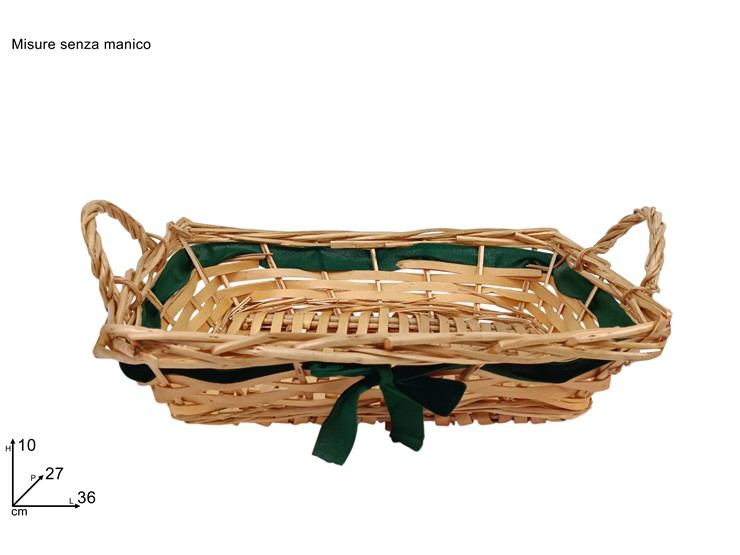 CESTA RETT.ORO C/FIOC.VERDE 3627 HL8809 - Confezionamento > Ceste Vimini > Grandi - Ingrosso B2B Magazzini Scatigna