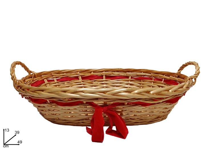 CESTA OVALE ORO C/FIOC.ROSSO 4939 23111 - Confezionamento > Ceste Vimini > Grandi - Ingrosso B2B Magazzini Scatigna