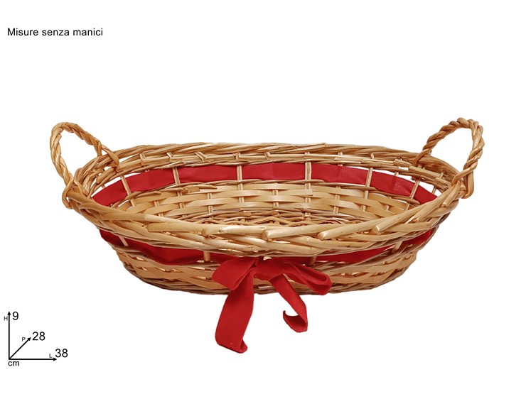 CESTA OVALE ORO C/FIOC.ROSSO 3828 8810C - Confezionamento > Ceste Vimini > Grandi - Ingrosso B2B Magazzini Scatigna