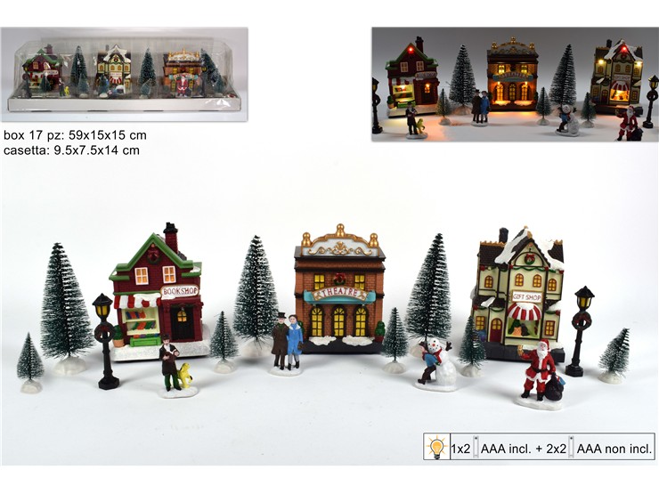 CASETTE NATAL.C/LUCI E PERSON.Pz17 63569 - Natale > Decorazioni Da Interno > Articoli Luminosi - Ingrosso B2B Magazzini Scatigna
