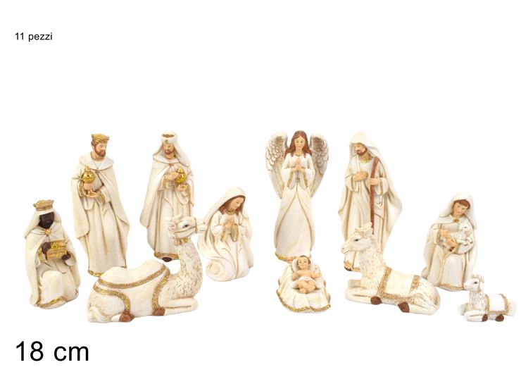 NATIVITA' ABITI CH.C/ORO Pz.11 Cm18 3516 - Natale > Nativita Personaggi > Personaggi Nativita Completi - Ingrosso B2B Magazzini Scatigna