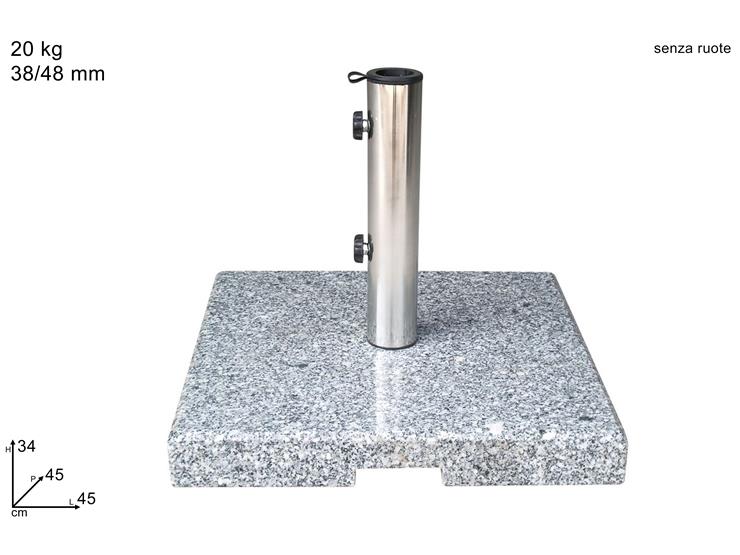 BASE OMBREL.MARMO QUADR.Kg.20 4545 02-B - Summer > Arredo E Attrezzature Da Esterno > Accessori E Coperture - Ingrosso B2B Magazzini Scatigna