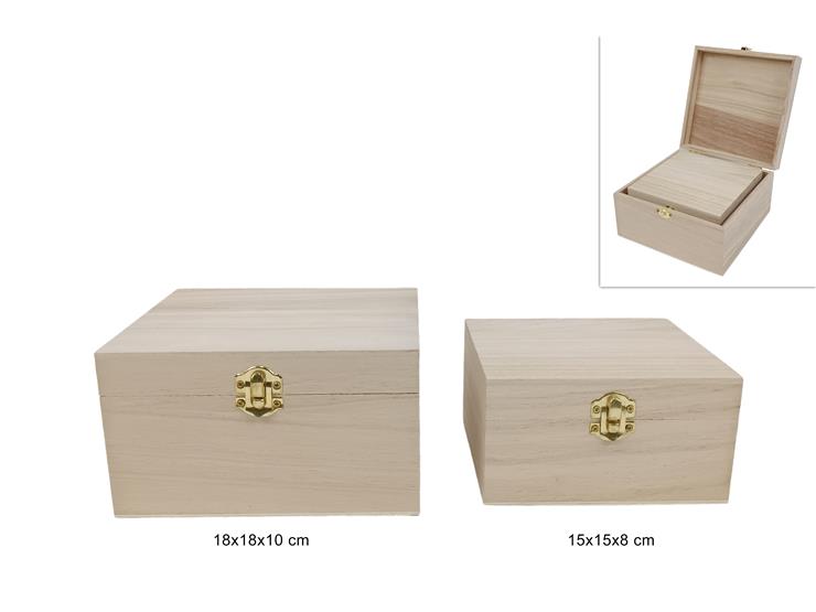 COFANETTO LEGNO QUAD.DECOUP.Pz.2 HYB2015 - Everyday > Complementi Arredo > Decorazioni E Atmosfera - Ingrosso B2B Magazzini Scatigna