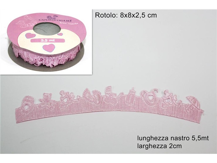 NASTR.NASC.BABY ROSA Cm.5,5 2012112  - Eventi > Nascite > Accessori Confezionamento - Ingrosso B2B Magazzini Scatigna