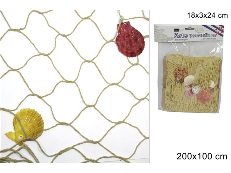 RETE PESCATORE C/CONCH.BEIGE 100200 299 - Everyday > Complementi Arredo > Decorazioni E Atmosfera - Ingrosso B2B Magazzini Scatigna