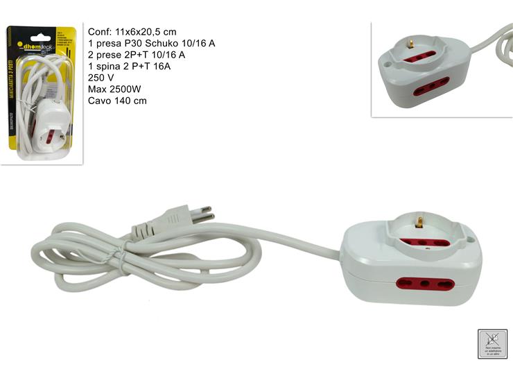 CIABATTA 3 POSTI 10/16A HXS011-3V - Ferramenta Utensili > Elettrico > Adattatori - Ingrosso B2B Magazzini Scatigna