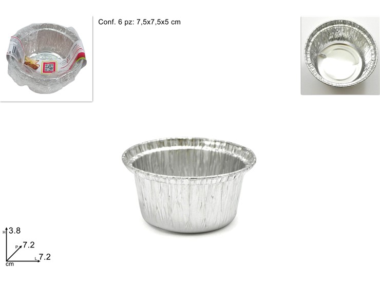 FORMINA ALL.TONDA Pz.6 Cm.7,23,8 GO85 - Everyday > Cucina > Dolci E Decorazioni - Ingrosso B2B Magazzini Scatigna