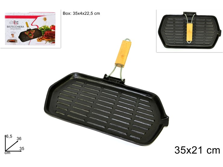 BISTECCH.RETT.C/MAN.LEGNO 2135 YT-062W - Everyday > Cucina > Cottura E Portata - Ingrosso B2B Magazzini Scatigna