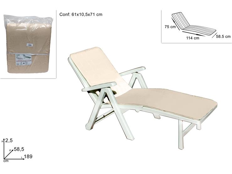 CUSCINO LETTINO TENERIFE BEIGE 18958,5 - Summer > Arredo E Attrezzature Da Esterno > Cuscini Sedute - Ingrosso B2B Magazzini Scatigna