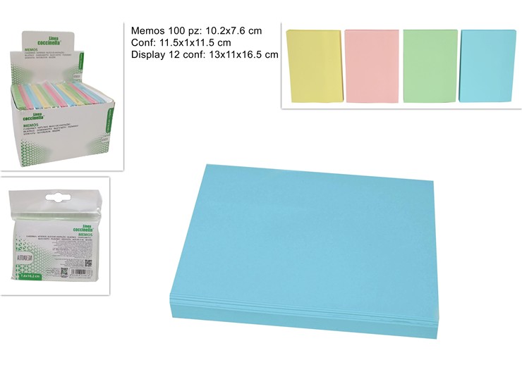 MEMOS AUTOADESIVI 7,610,2Cm. 4C.2018449 - Scuola Ufficio > Cancelleria > Memos - Ingrosso B2B Magazzini Scatigna