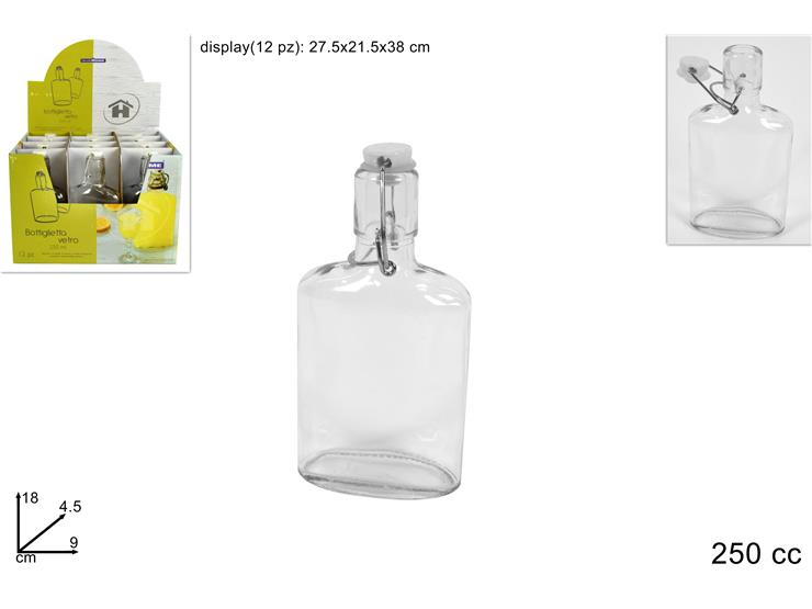BOTTIGLIET.VETRO C/TAPPO ERM.cc.250 DN02 - Everyday > Tavola > Bottiglie - Ingrosso B2B Magazzini Scatigna