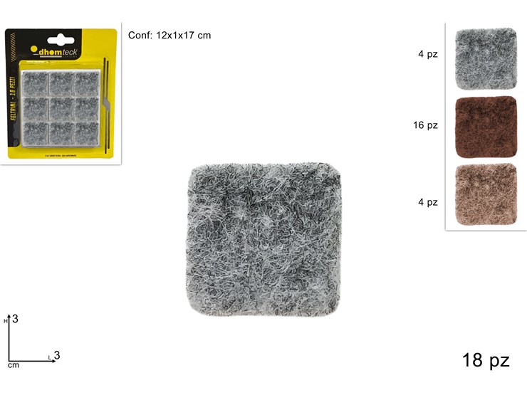BLISTER 18FELTRINI QUADRAT.3COL.2018545 - Ferramenta Utensili > Per La Casa E Fai Da Te > Feltrini - Ingrosso B2B Magazzini Scatigna