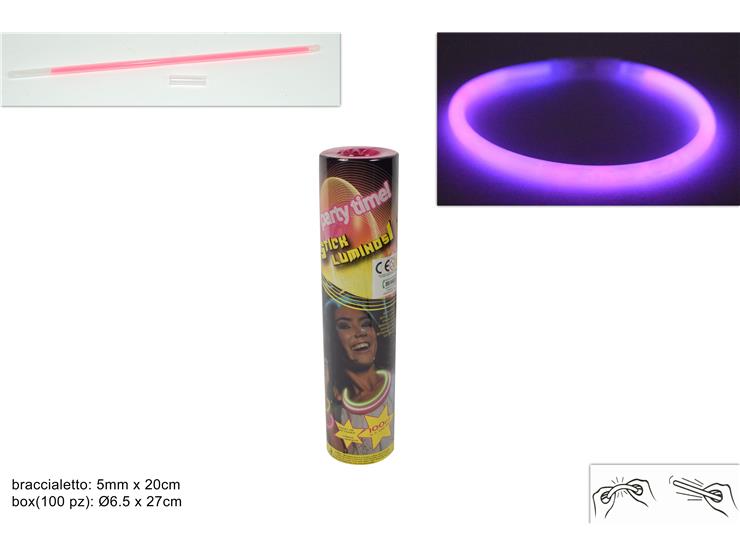 BRACCIAL.LUMIN.FLUORESC.Pz.100 ROSA 025P - Party > Abbiglimanto E Accessori > Bracciali - Ingrosso B2B Magazzini Scatigna