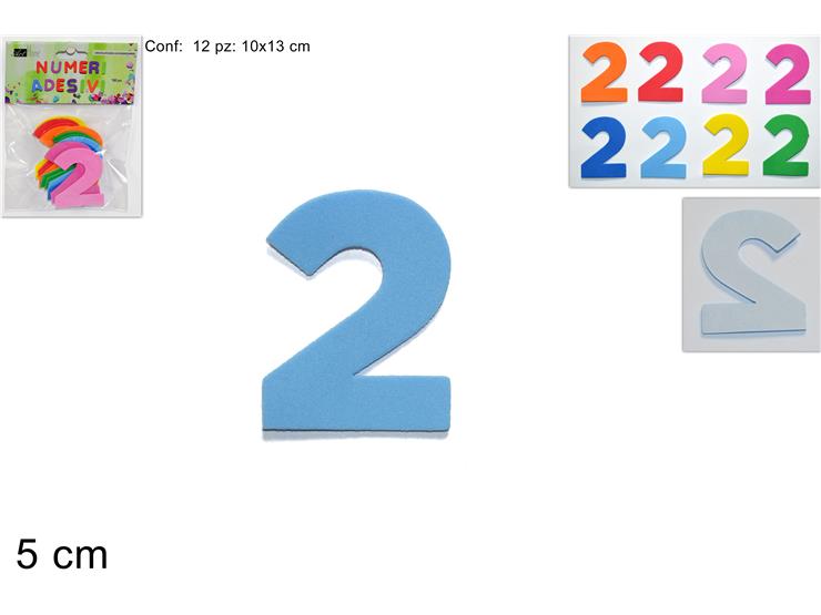 NUMERI "2" ADES.COL.Pz.12 Cm.5 DD016-2"- - Everyday > Everyday > Accessori Per La Casa - Ingrosso B2B Magazzini Scatigna
