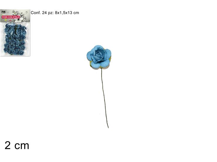 FIORI ROSE CELESTE Cm.2 Pz.24 HJ-15208/ - Eventi > Segna Posto - Ingrosso B2B Magazzini Scatigna