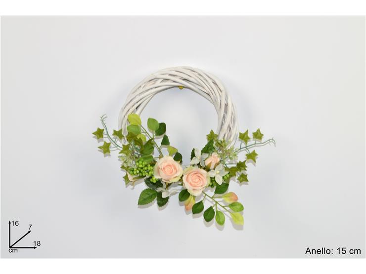 ANELL.LEGN.C/DEC.FLOR.ROSE Cm15 15HM2565 - Everyday > Mobili > Complementi Arredo - Ingrosso B2B Magazzini Scatigna